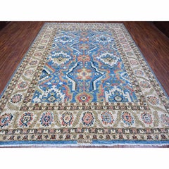 Azul aciano Alfombra oriental anudada a mano de pura lana Colección Aryana 9' x 11'8