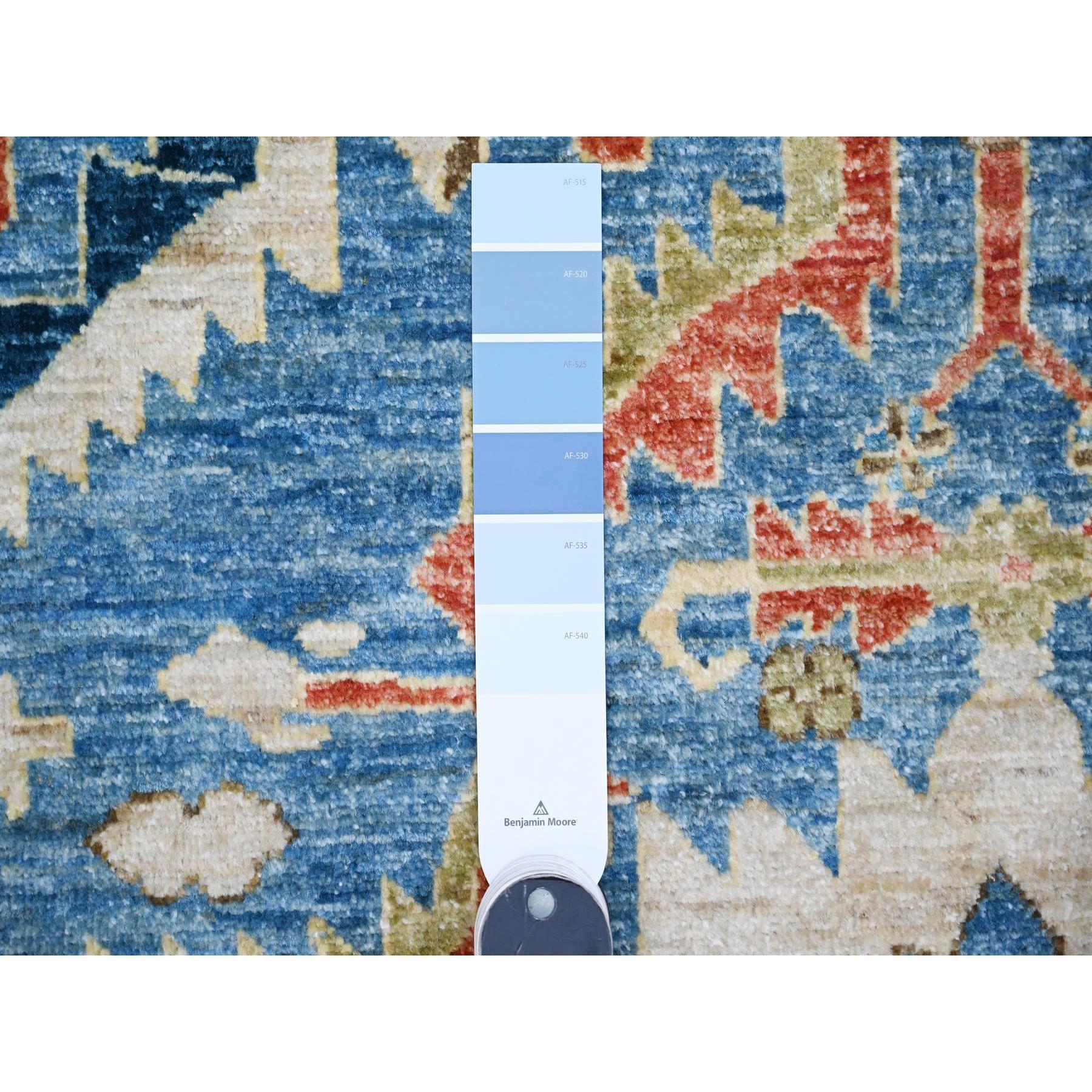 Contemporary Cornflower Blue Hand Knotted Pure Wool Aryana Collection Oriental Rug 9' x 11'8