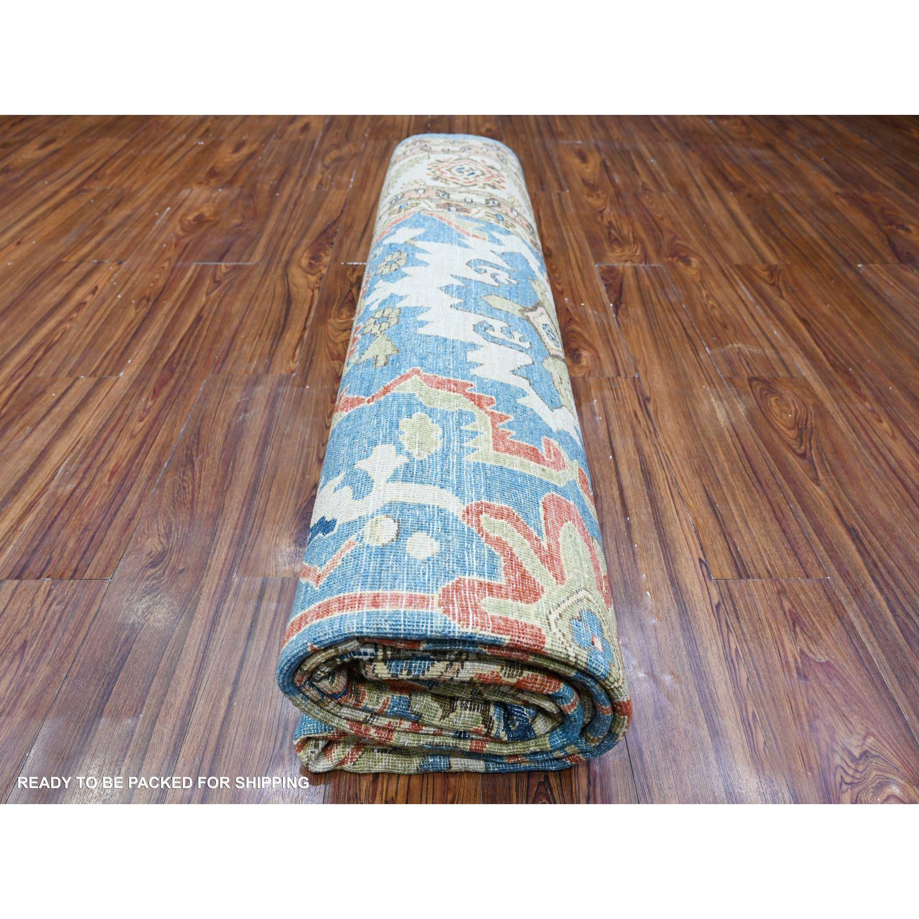 Cornflower Blue Hand Knotted Pure Wool Aryana Collection Oriental Rug 9' x 11'8