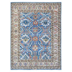 Cornflower Blue Hand Knotted Pure Wool Aryana Collection Oriental Rug 9' x 11'8"