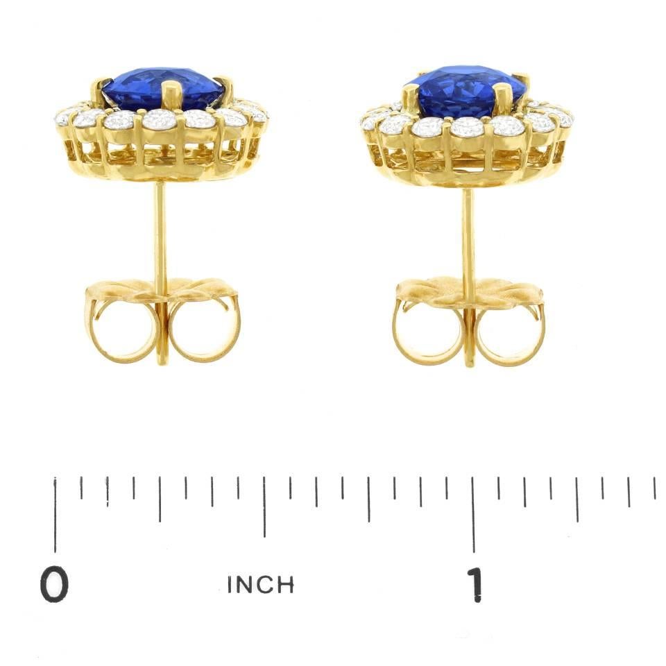 Women's Cornflower Blue Sapphire and Diamond set Gold Earrings