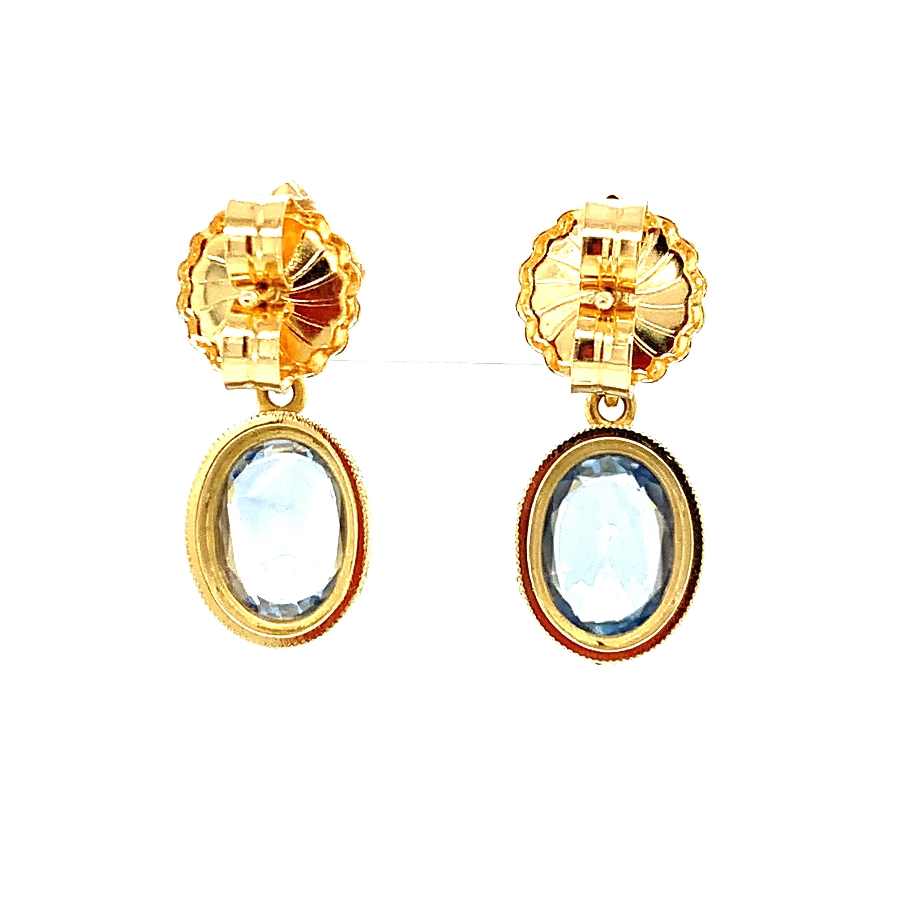 sapphire gold drop earrings