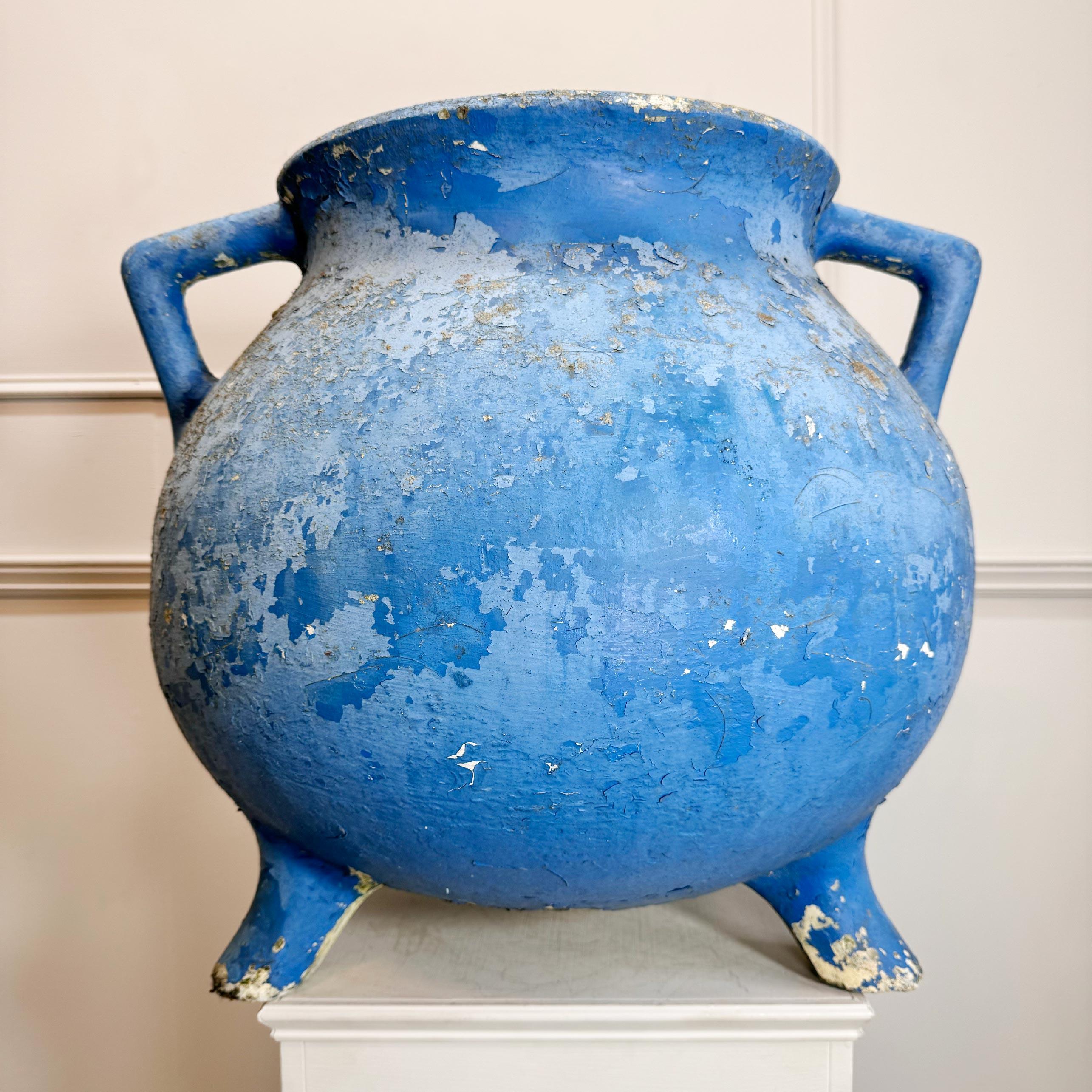 Dipinto a mano Fioriera Willy Guhl 'Marmite Cauldron' blu fiordaliso in vendita