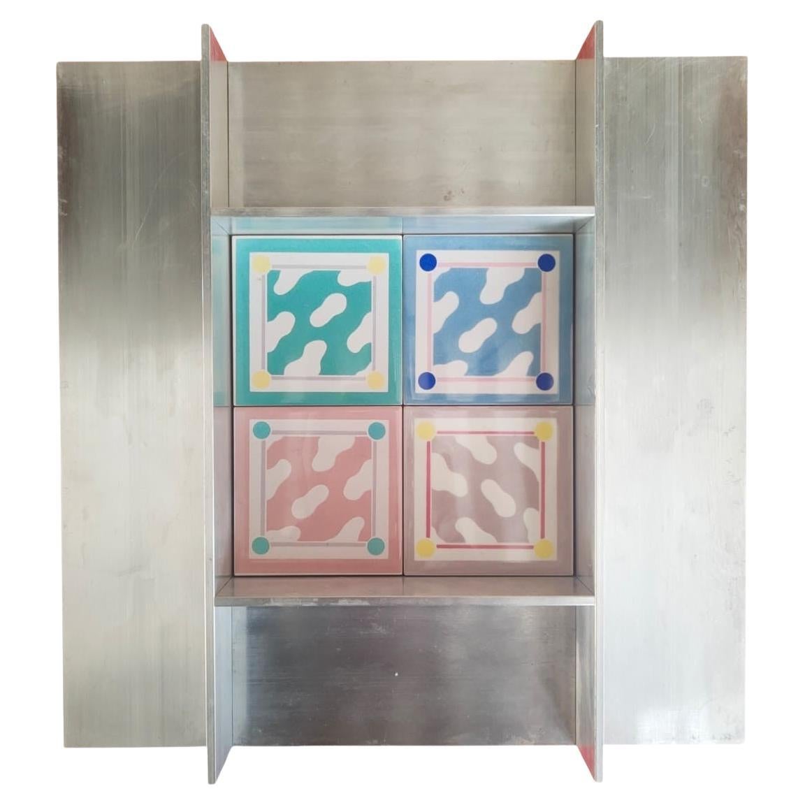 marco con 4 azulejos 'the Milan Style' diseño Ettore Sottsass para Cedit 1989