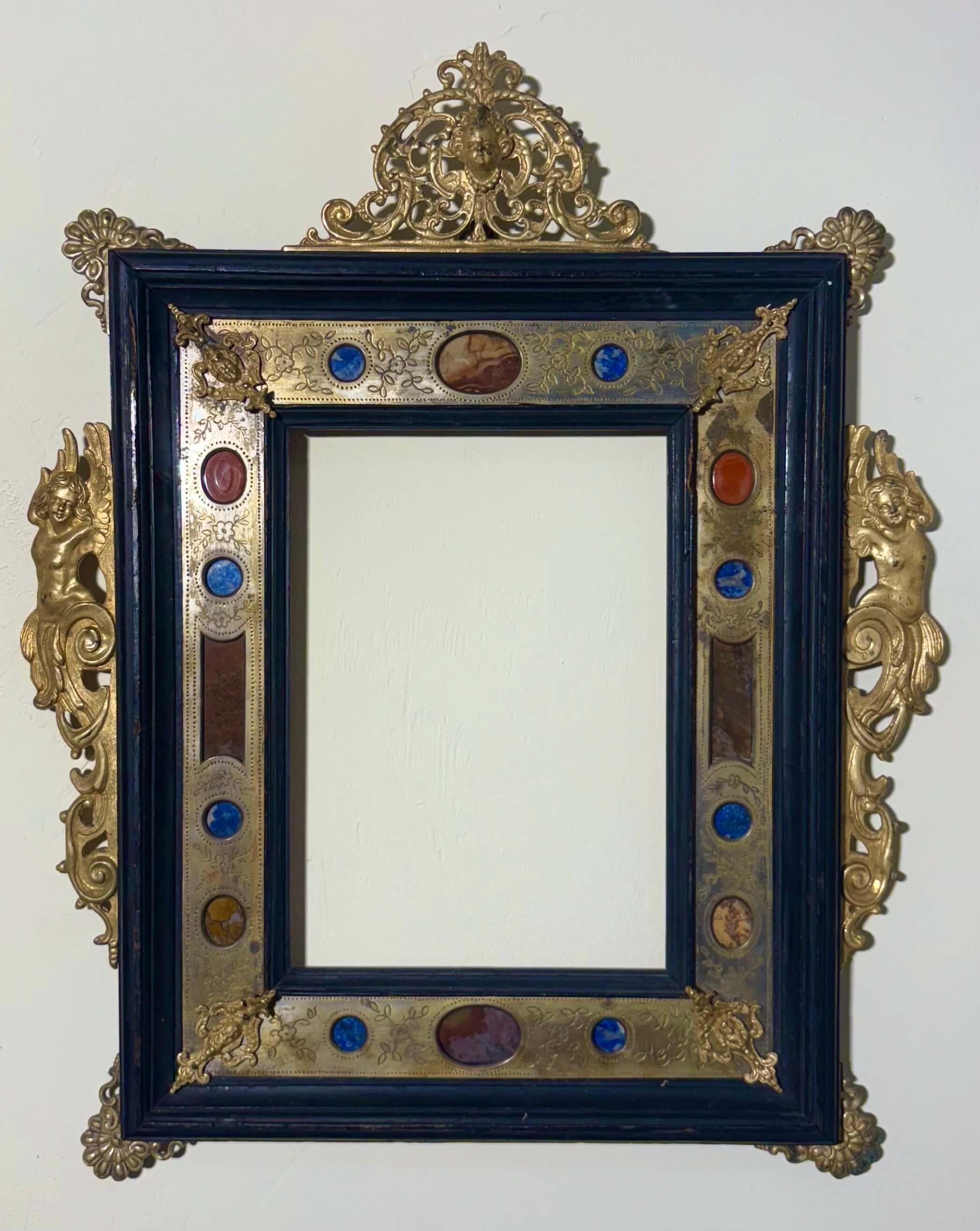 Baroque Grand Tour Frame  Hard Stone and Gilded Bronze, Rome, 18th century For Sale
