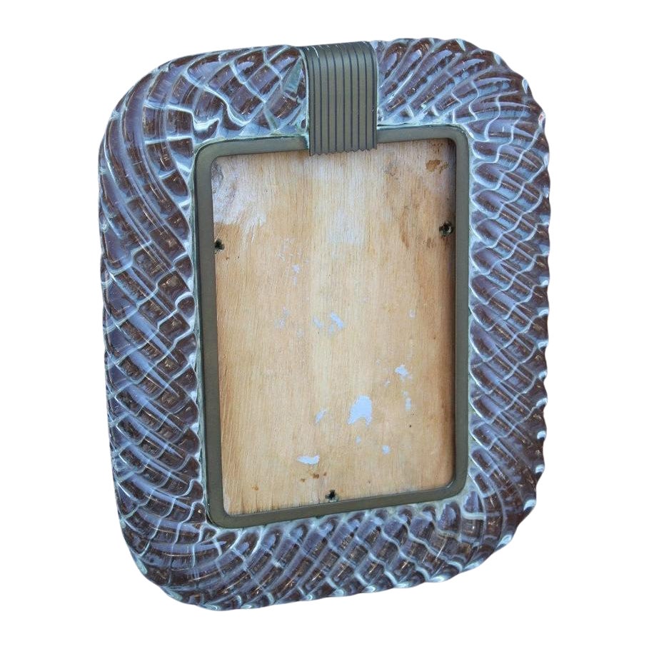 Venini Torcello Style photography frame in Murano glass and Brass 1940s