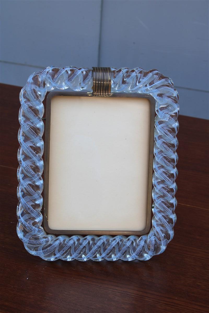 Portafoto Barovier in Vetro di Murano e Ottone 1940 Firmata