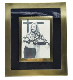 Mid-Century Modern Picture Frame in Brass and Lacquer, Italy, 1970s