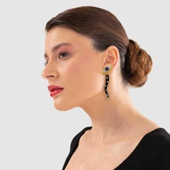 Cornicello Evil Eye Earrings, Italian Horn, Black Enamel