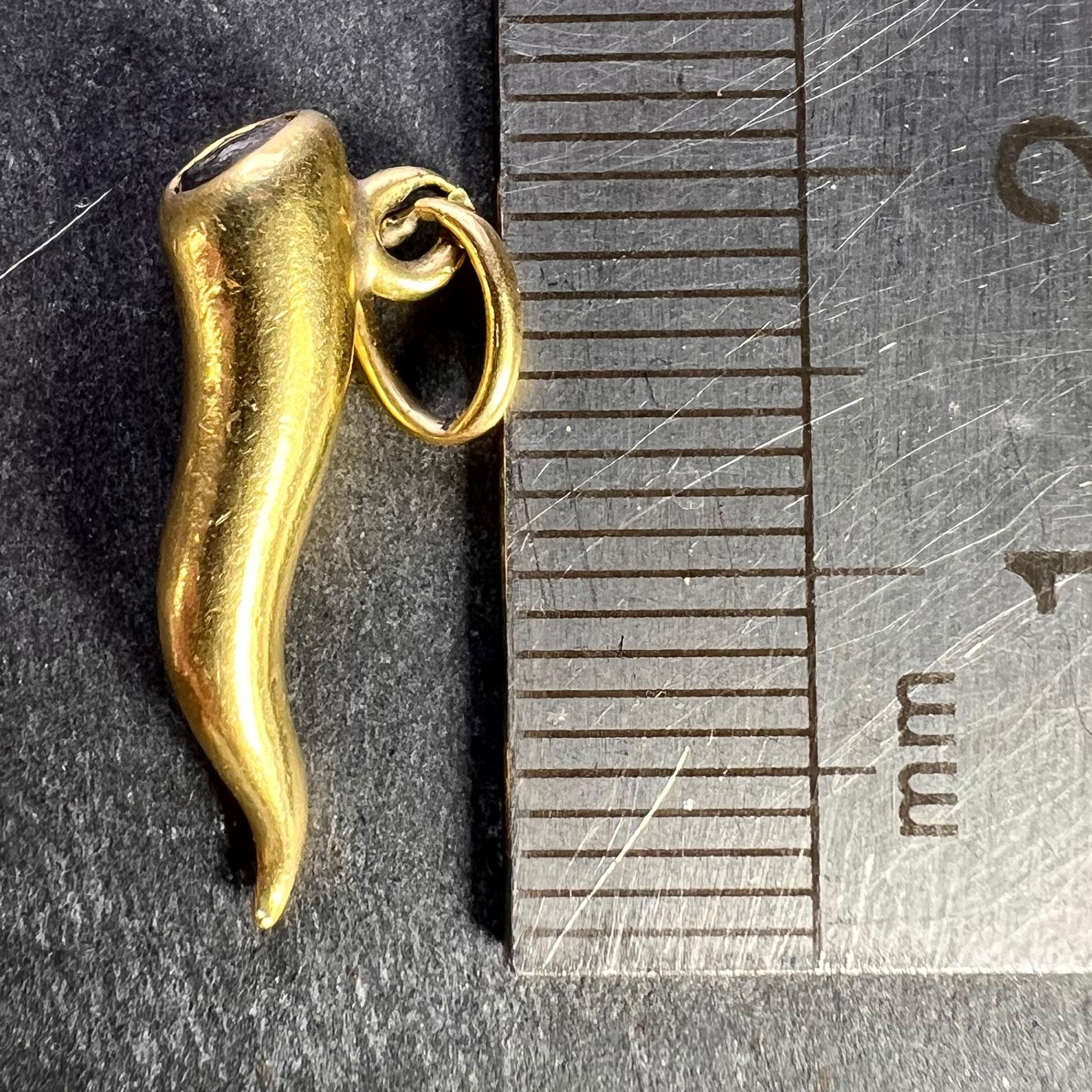 Cornicello Lucky Horn 18K Yellow Gold Diamond Charm Pendant 3