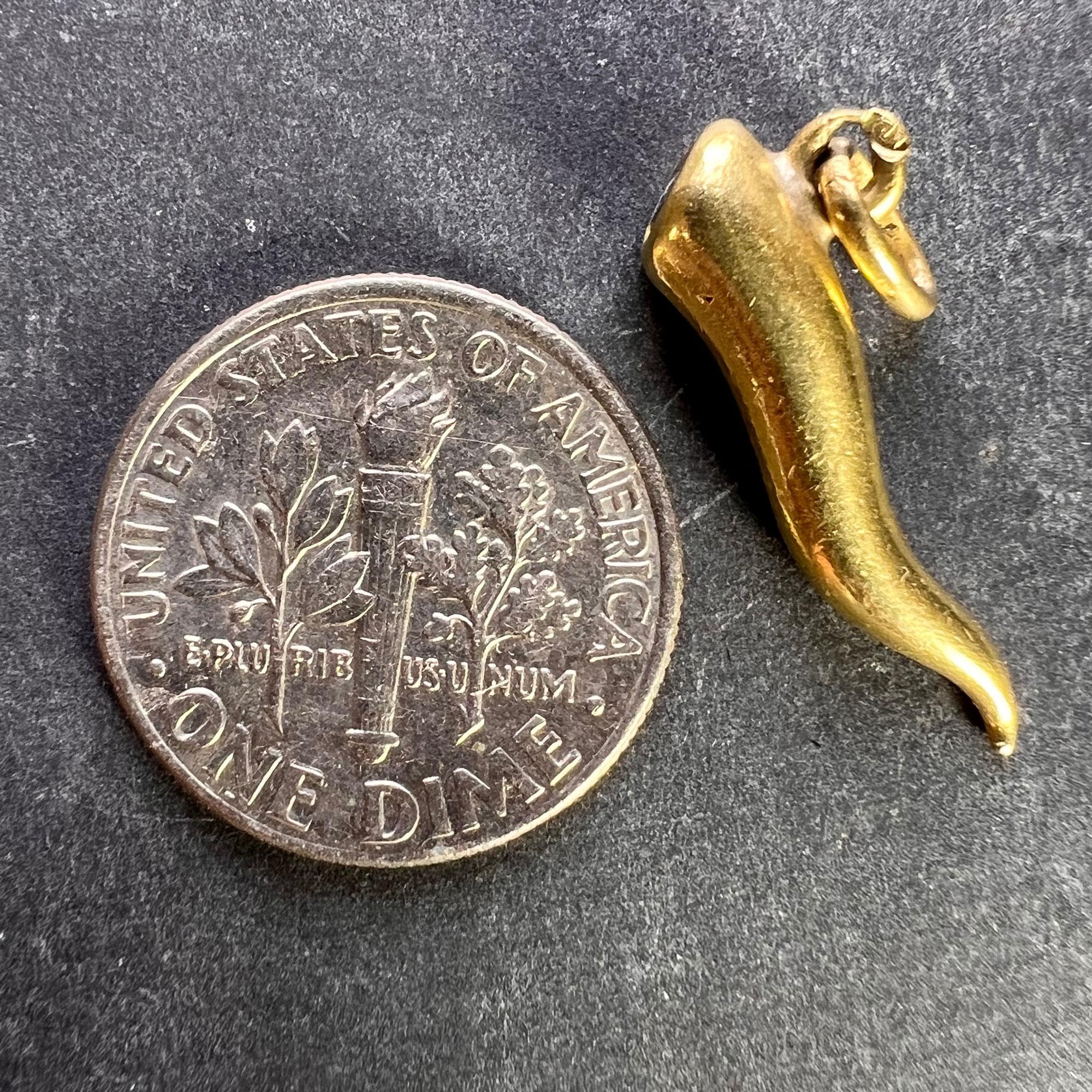 Cornicello Lucky Horn 18K Yellow Gold Diamond Charm Pendant 4
