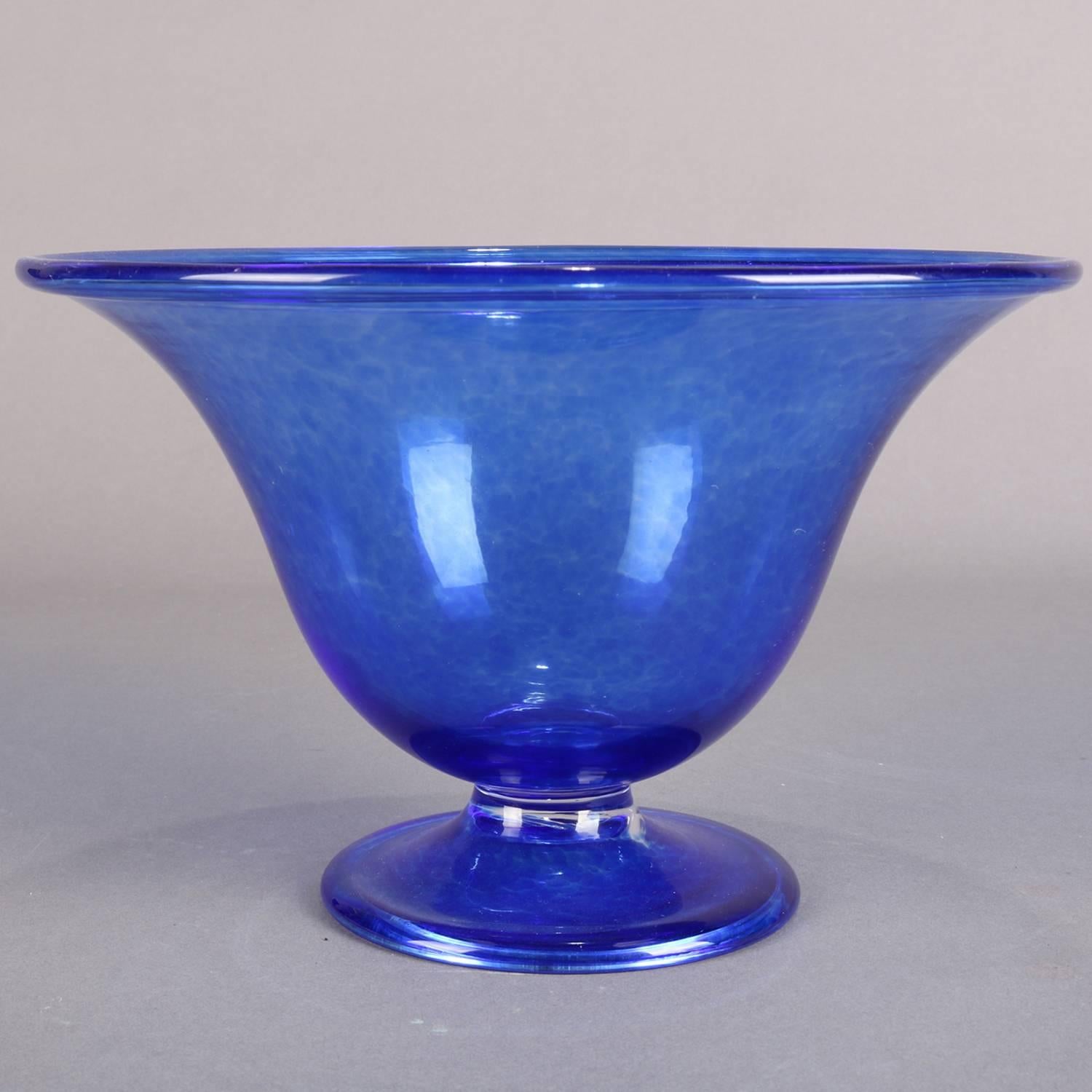 Corning Museum of Glass Cobalt Blue Blown Footed Flared Bowl, Signed In Good Condition In Big Flats, NY