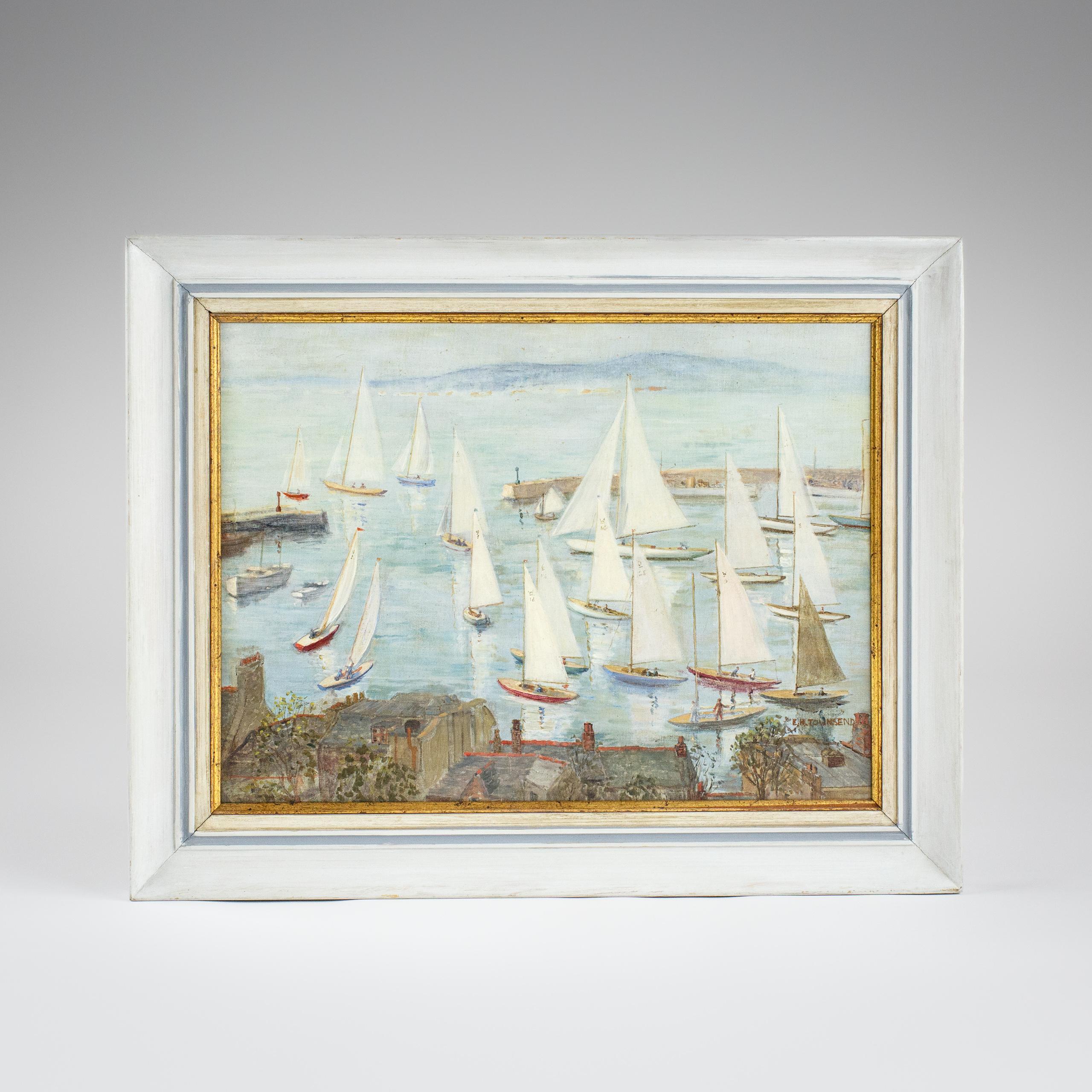 Cornish Regatta, Öl auf Leinwand Gemälde von E. N. Townsend im Zustand „Gut“ im Angebot in Pease pottage, West Sussex