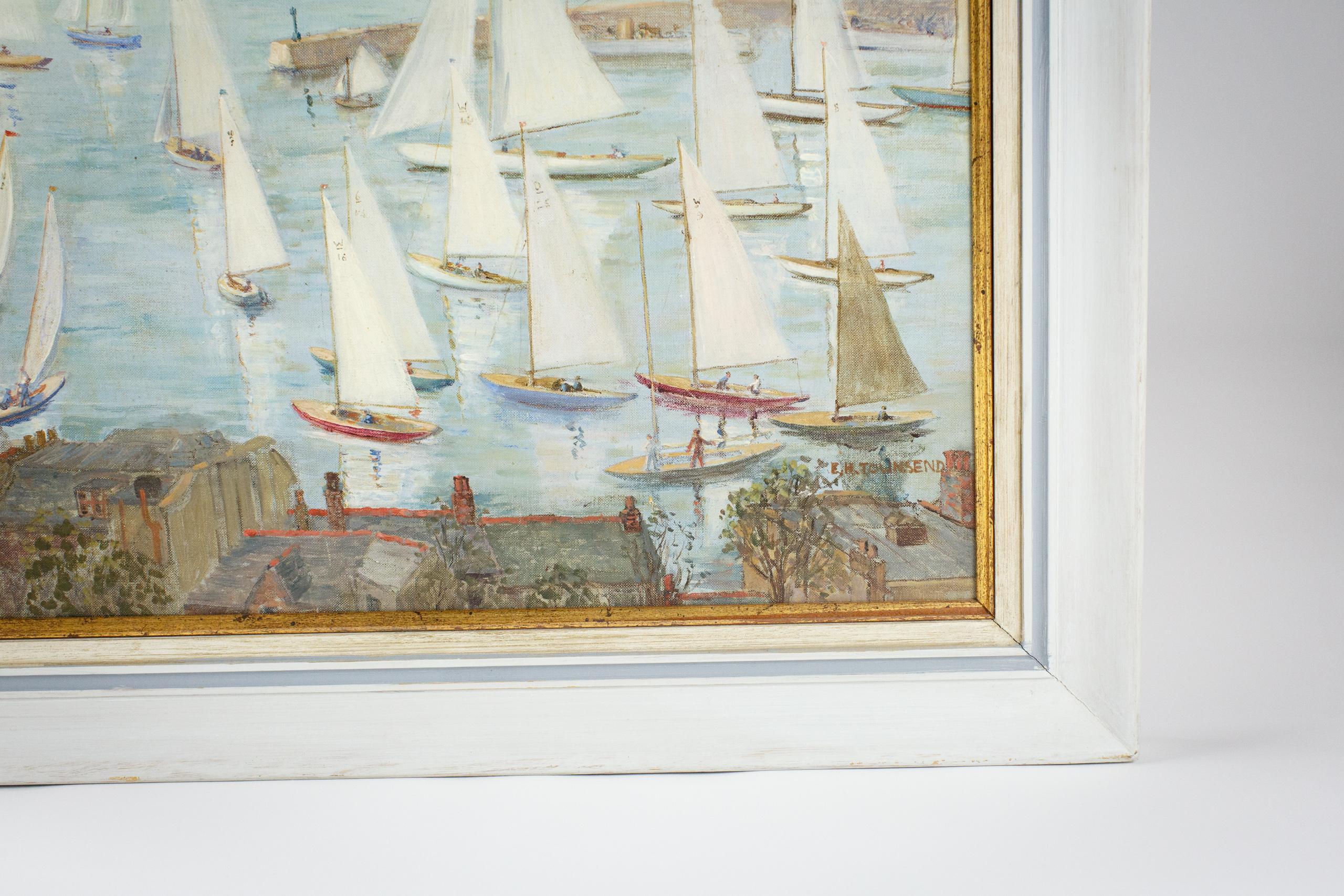 Cornish Regatta, Öl auf Leinwand Gemälde von E. N. Townsend (Mitte des 20. Jahrhunderts) im Angebot