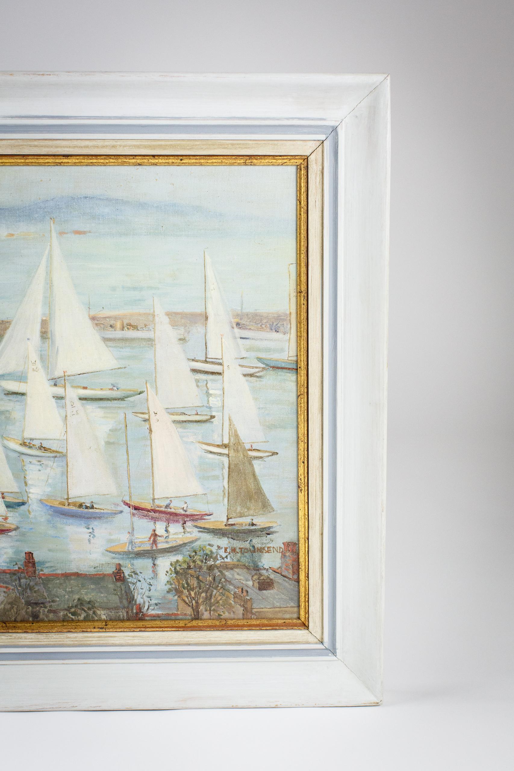 Cornish Regatta, Öl auf Leinwand Gemälde von E. N. Townsend im Angebot 1