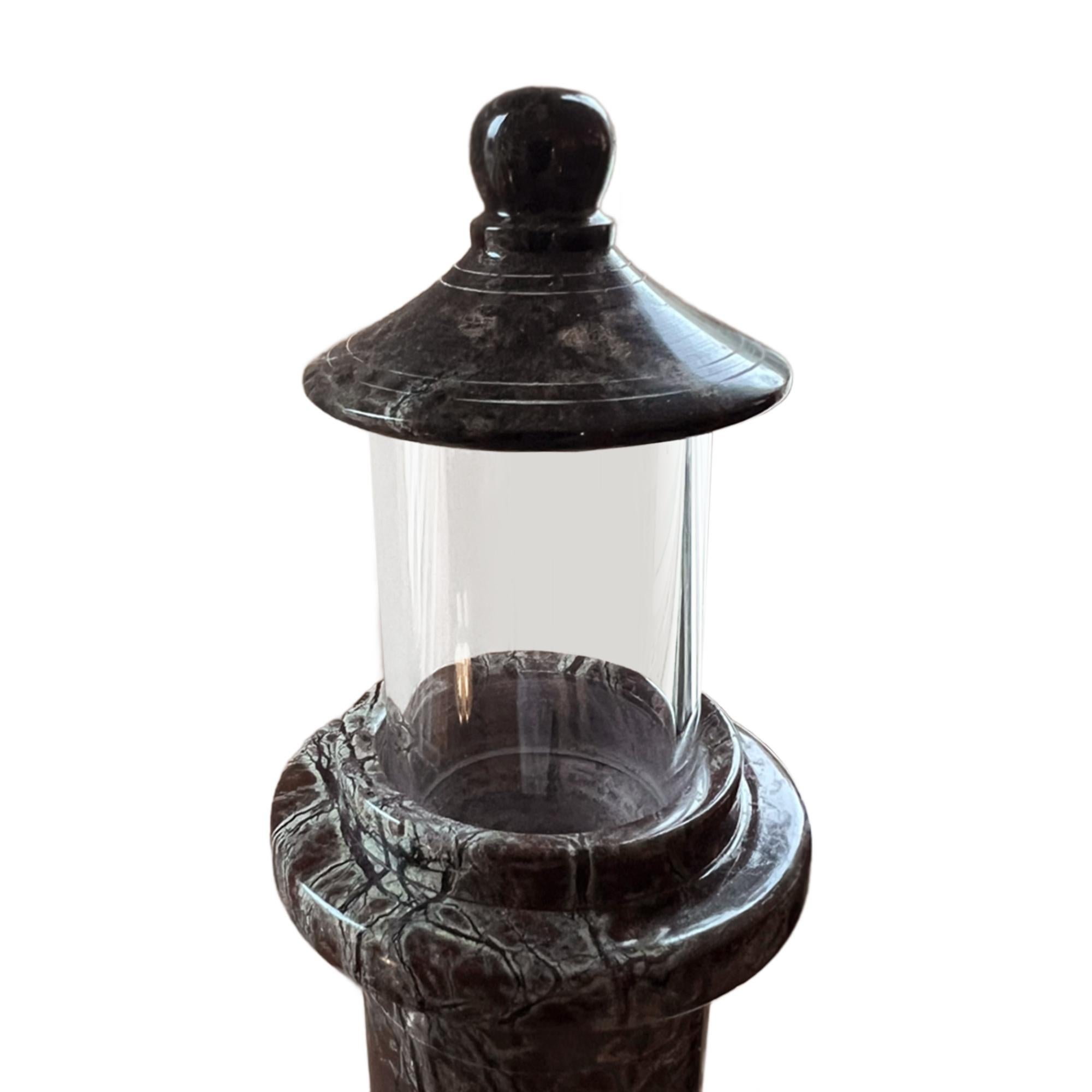 These table lamps are iconic Cornish antiques. Hand carved from the local Serpentine stone near The Lizard - the extraction of this rock is now very limited and only small items are now made. 

Please take a look at all our pictures to see the