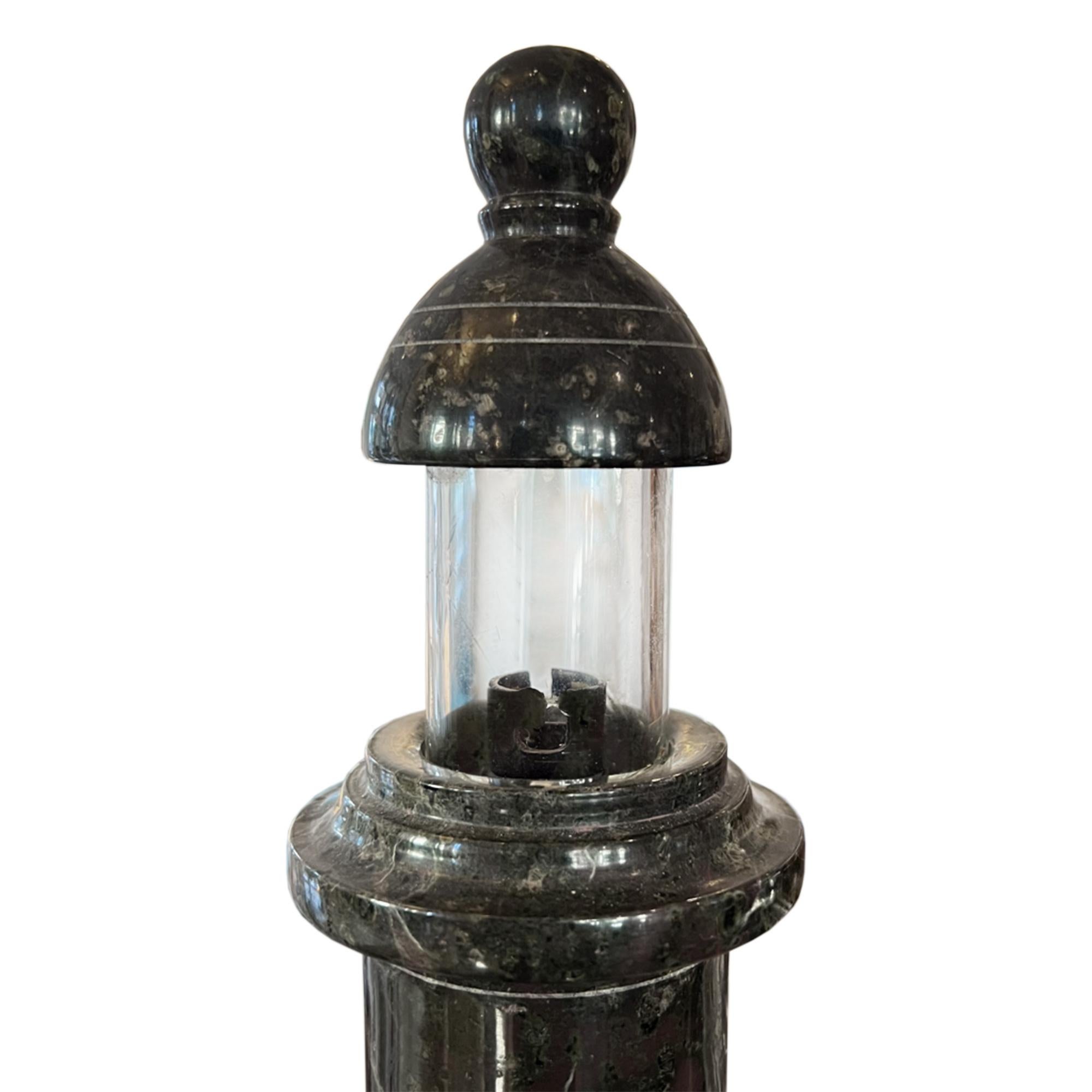 British Cornish Serpentine 1930s Lighthouse Table Lamp For Sale