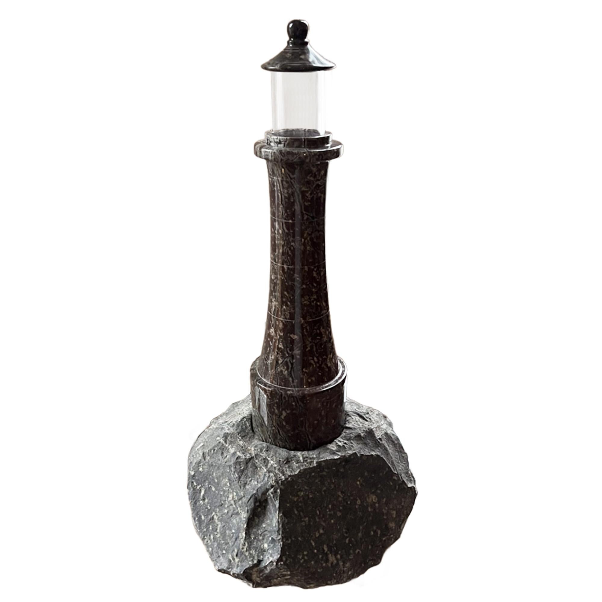 Cornish Serpentine 1930s Lighthouse Table Lamp In Good Condition For Sale In London, GB