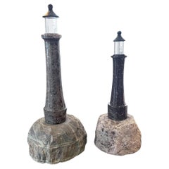 Vintage Cornish Serpentine 1930s Lighthouse Table Lamps (separate or the pair)