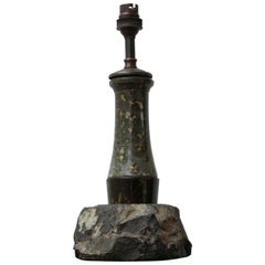 Retro Cornish Serpentine Marble Mid-Century Lighthouse Table Lamp