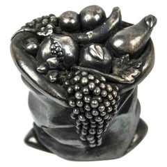 Vintage Cornucopia Ornament, Metal Decorative Object, Italy, Mid-20th Century