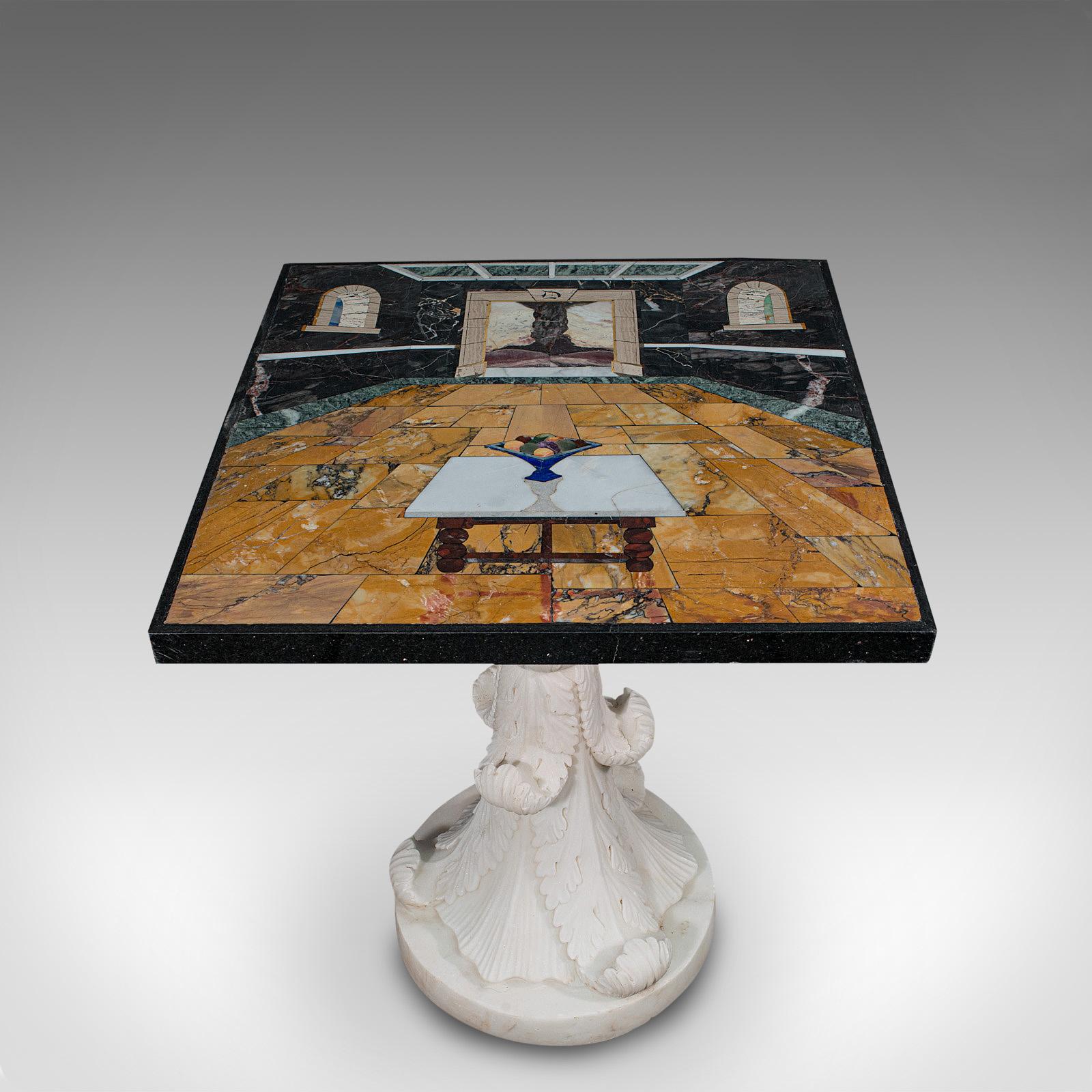 Dekorativer Marmortisch „Cornucopia“ im Vintage-Stil, englisch, handgefertigt, Pietra Dura (20. Jahrhundert) im Angebot