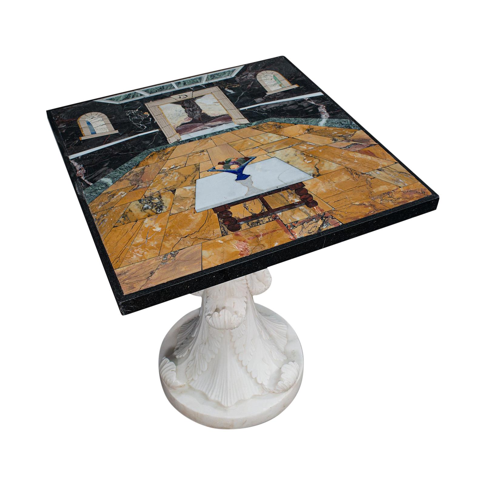 'Cornucopia' Vintage Decorative Marble Table, English, Handmade, Pietra Dura For Sale