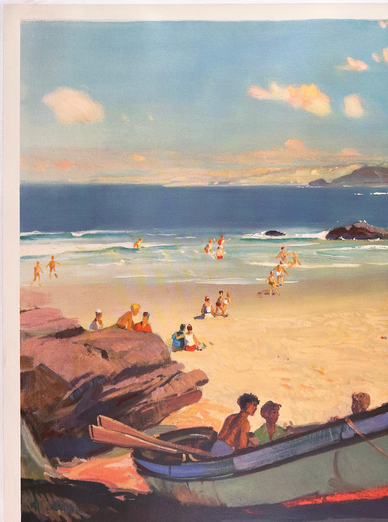 Cornwall 1960 British Railways Quad Travel Advertising Poster, Leslie Wilcox In Excellent Condition In Bath, Somerset