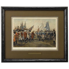 "The Surrender of Cornwallis at Yorktown, " Antique Print, circa 1870