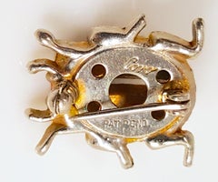 ArtDeco Coro 1919 "PatPend" LadyBug Enamel FauxGem Vermeil Brooch