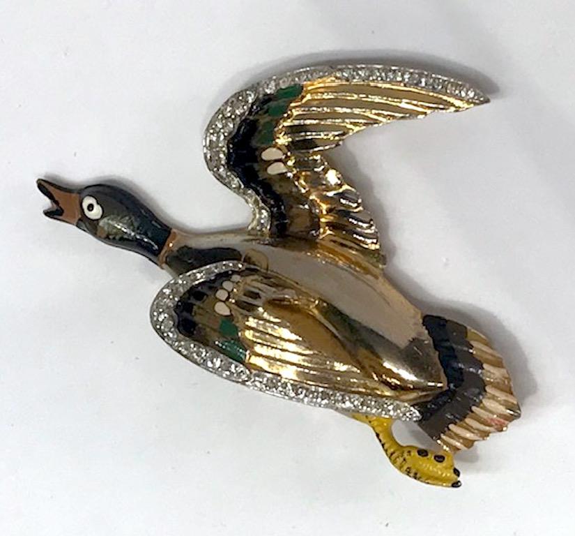 Coro 1940s Flying Mallard Duck Brooch 3