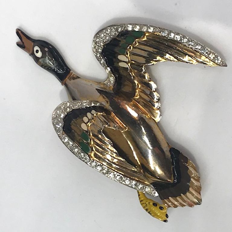 Coro 1940s Flying Mallard Duck Brooch 4