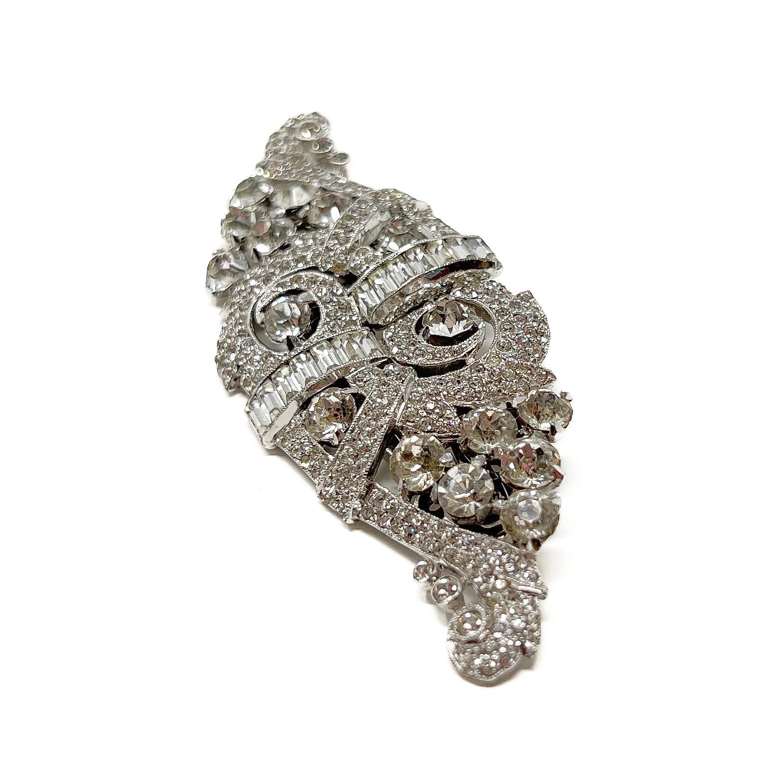Women's Coro Art Deco 1930s Vintage Paste Duette Clip Brooch For Sale