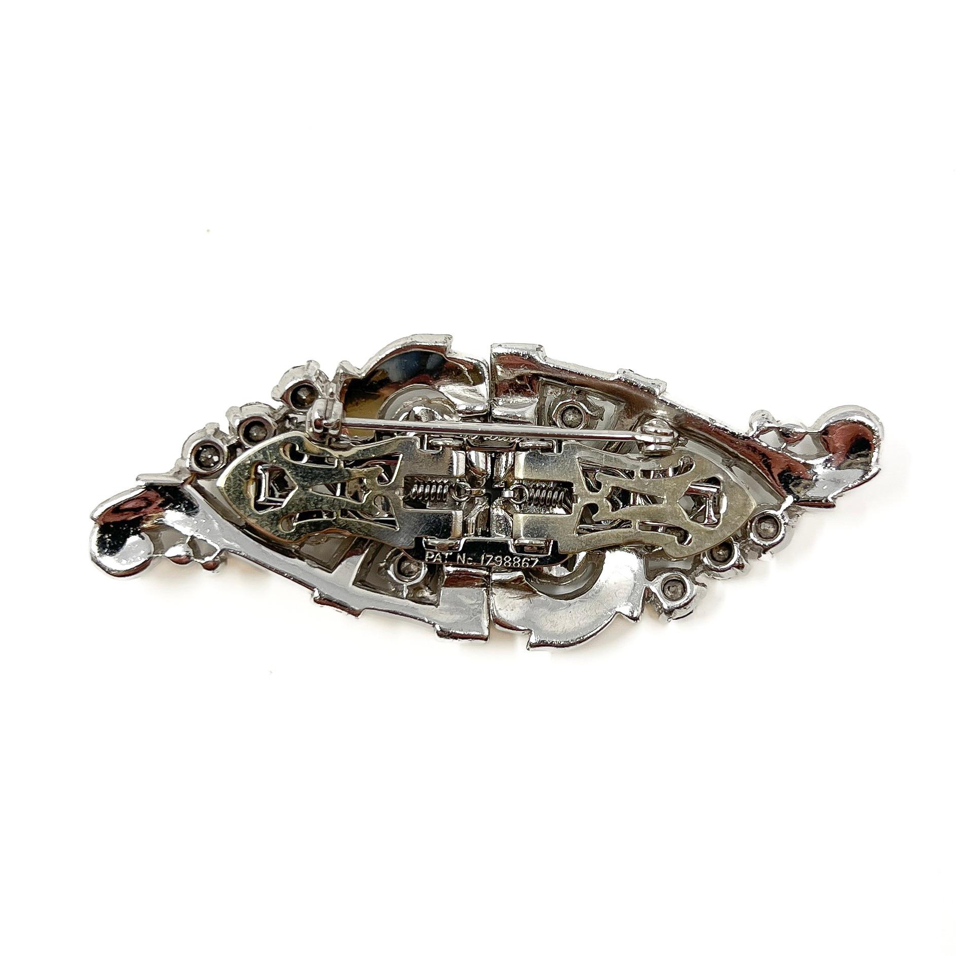 Coro Art Deco 1930s Vintage Paste Duette Clip Brooch For Sale 2