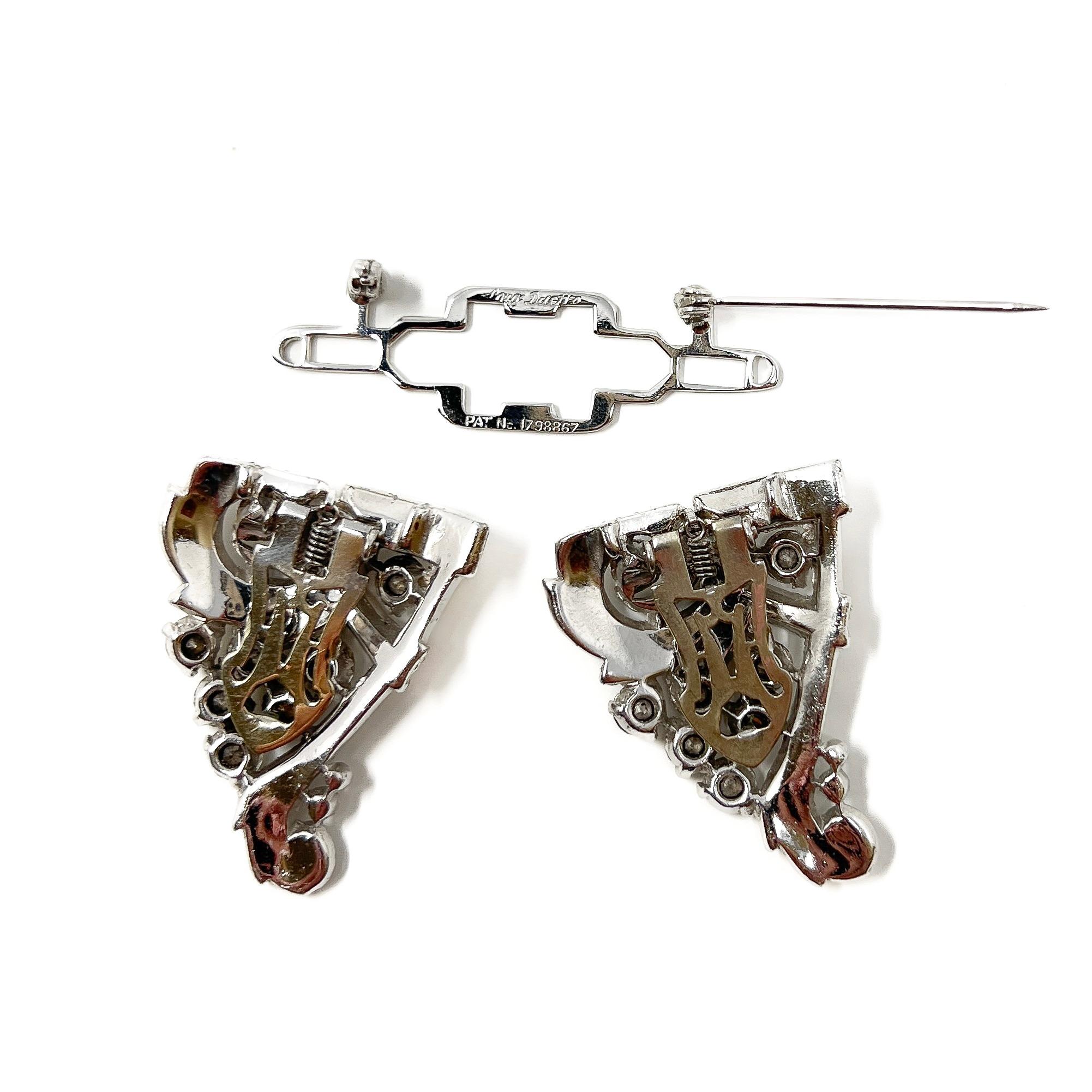 Coro Art Deco 1930s Vintage Paste Duette Clip Brooch For Sale 4