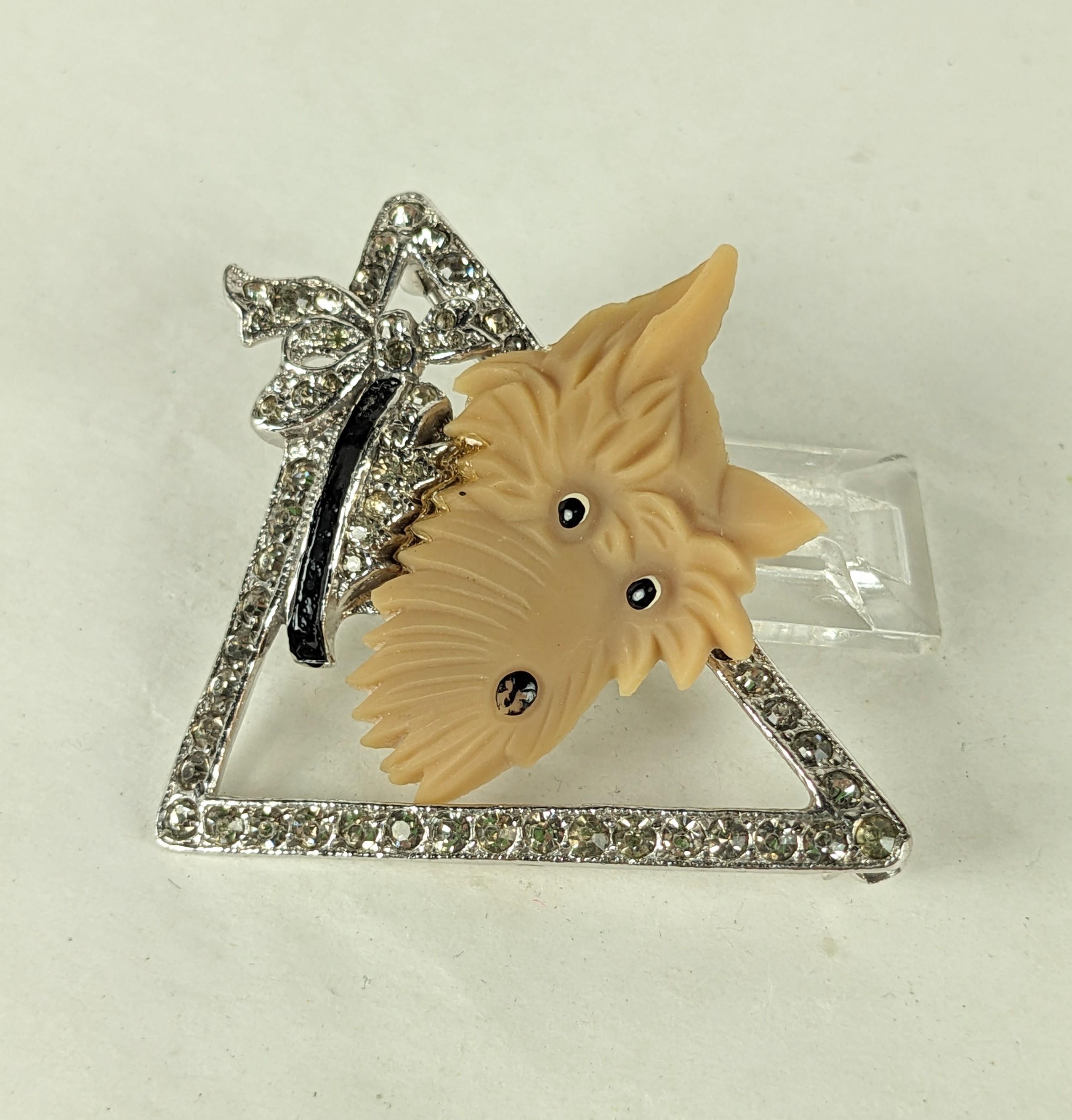 Coro Art Deco Bakelite and Pave Scottie Brooch In Good Condition For Sale In New York, NY