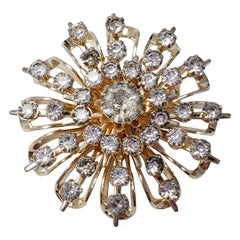 Coro Clear Crystal Gold Tone Flower Collector's Pin Brooch, Retro, Mid 1900s