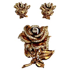 Coro Craft, broche et boucles d'oreilles en or rose et argent sterling, Adolph Katz, 1940