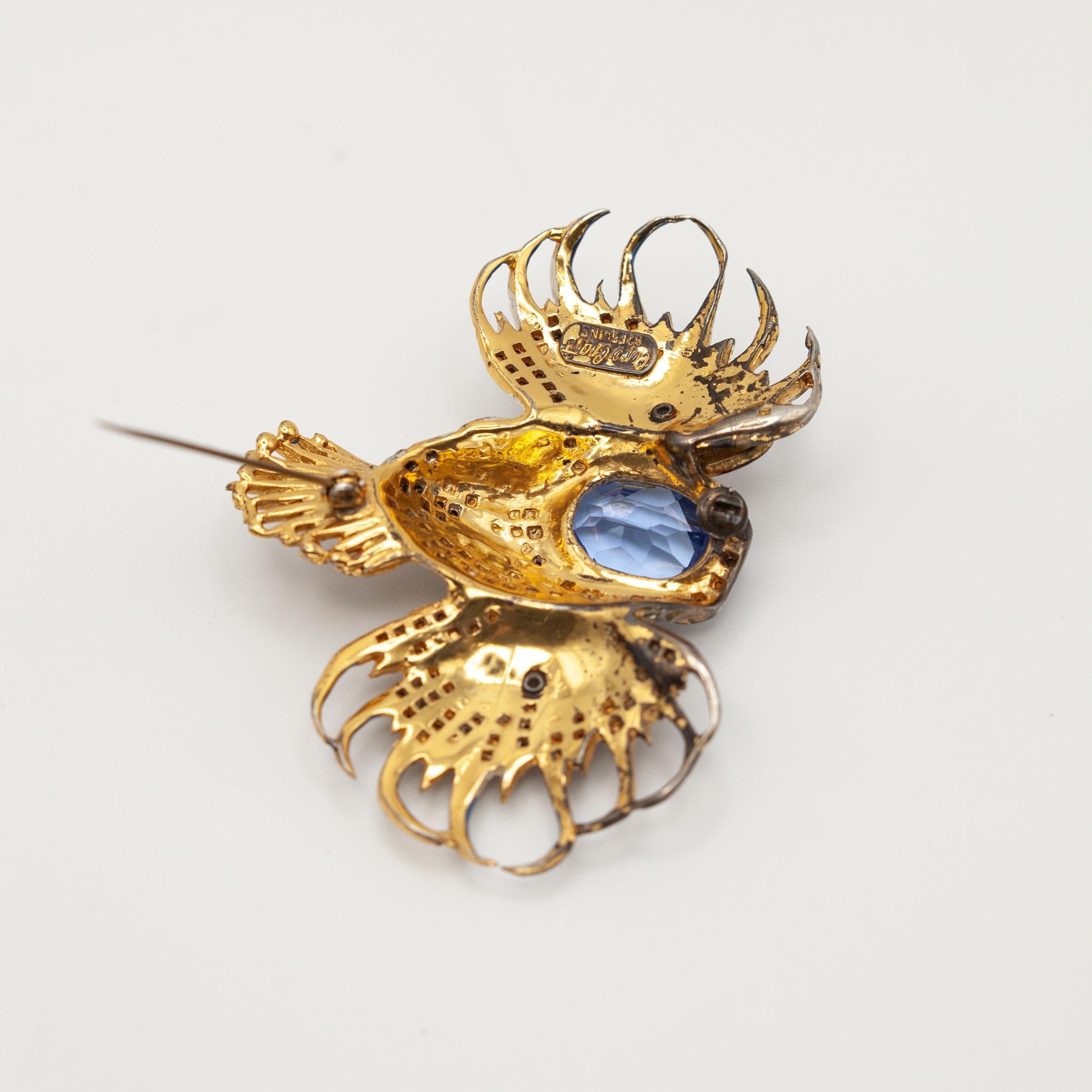 CORO CRAFT 1944 Sterling Enamel Rock Fish Brooch For Sale 2
