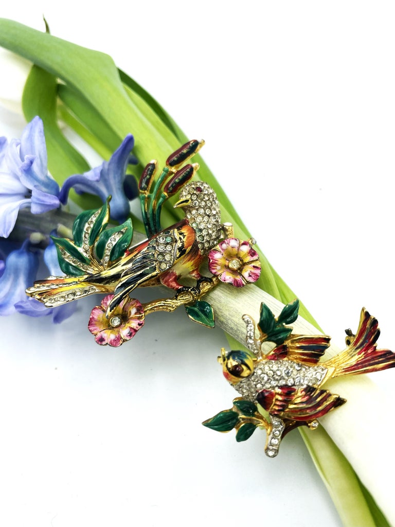 Broche Ancienne Plaquée Or Motif Oiseaux - Occasion, Vintage, Pour Collection Ou Accessoire