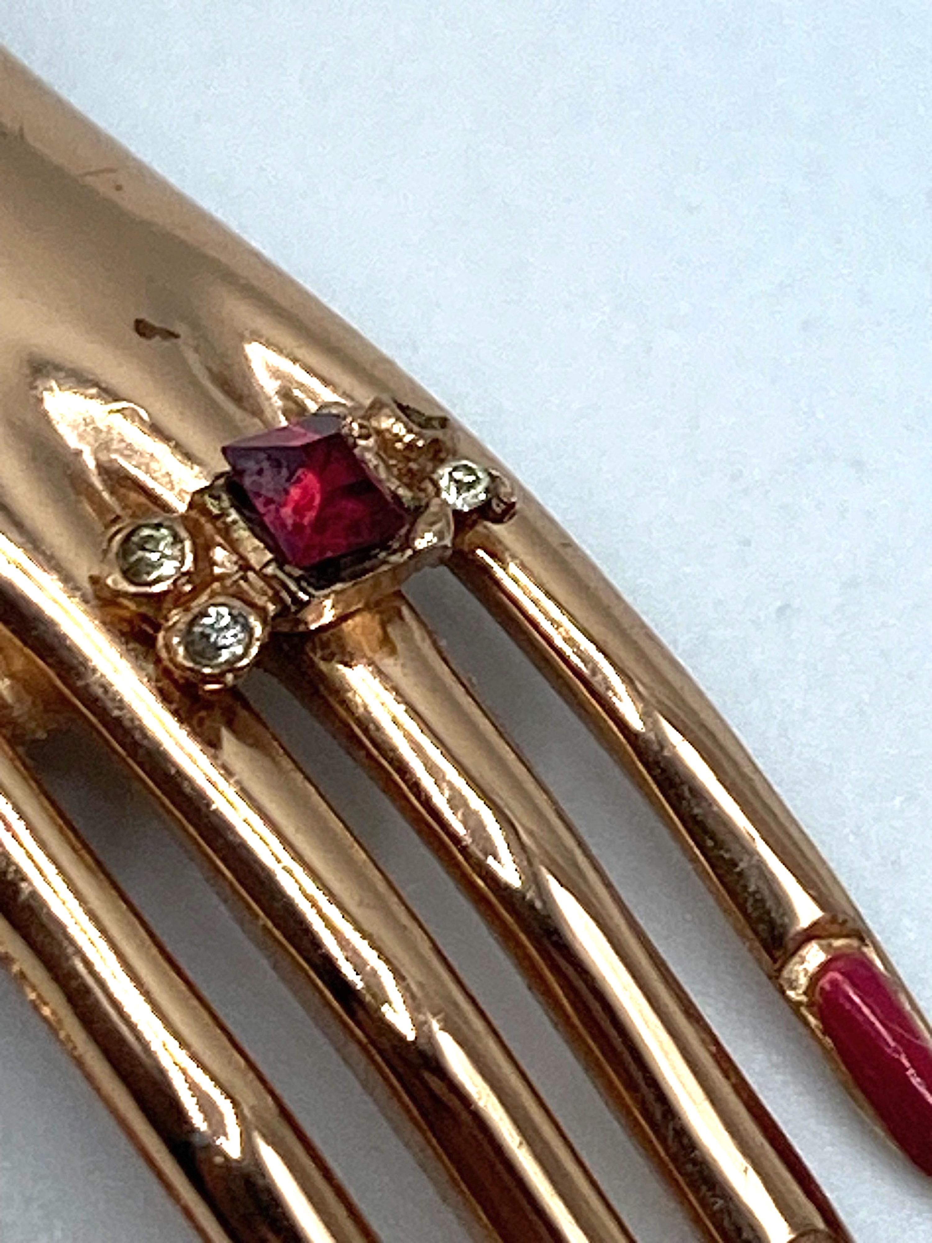 Coro Craft Rose Gold on Sterling Silver Hand Fur Clip, Adolph Katz 1944 2
