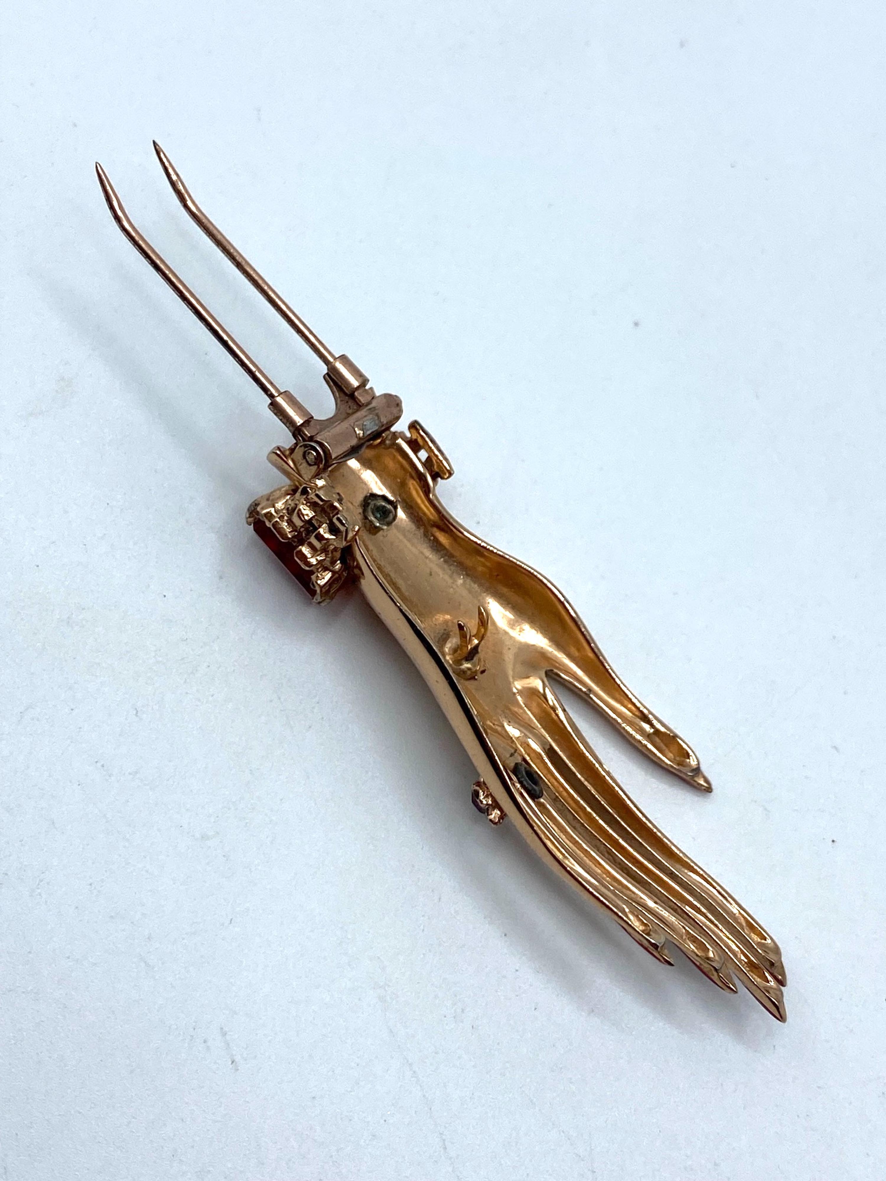 Coro Craft Rose Gold on Sterling Silver Hand Fur Clip, Adolph Katz 1944 3