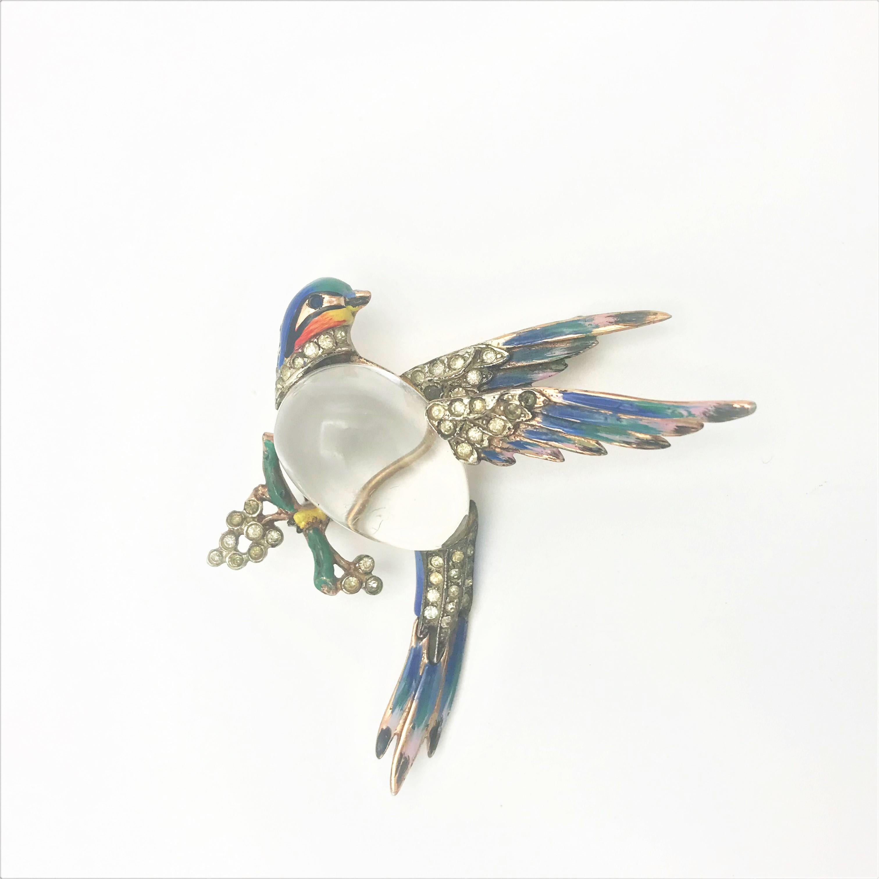 Jewelry Pin 1960's Brooch Vintage Bird Brooch Animal Brooch 1960's Enamel Bird Brooch Jelly Belly Bird Brooch