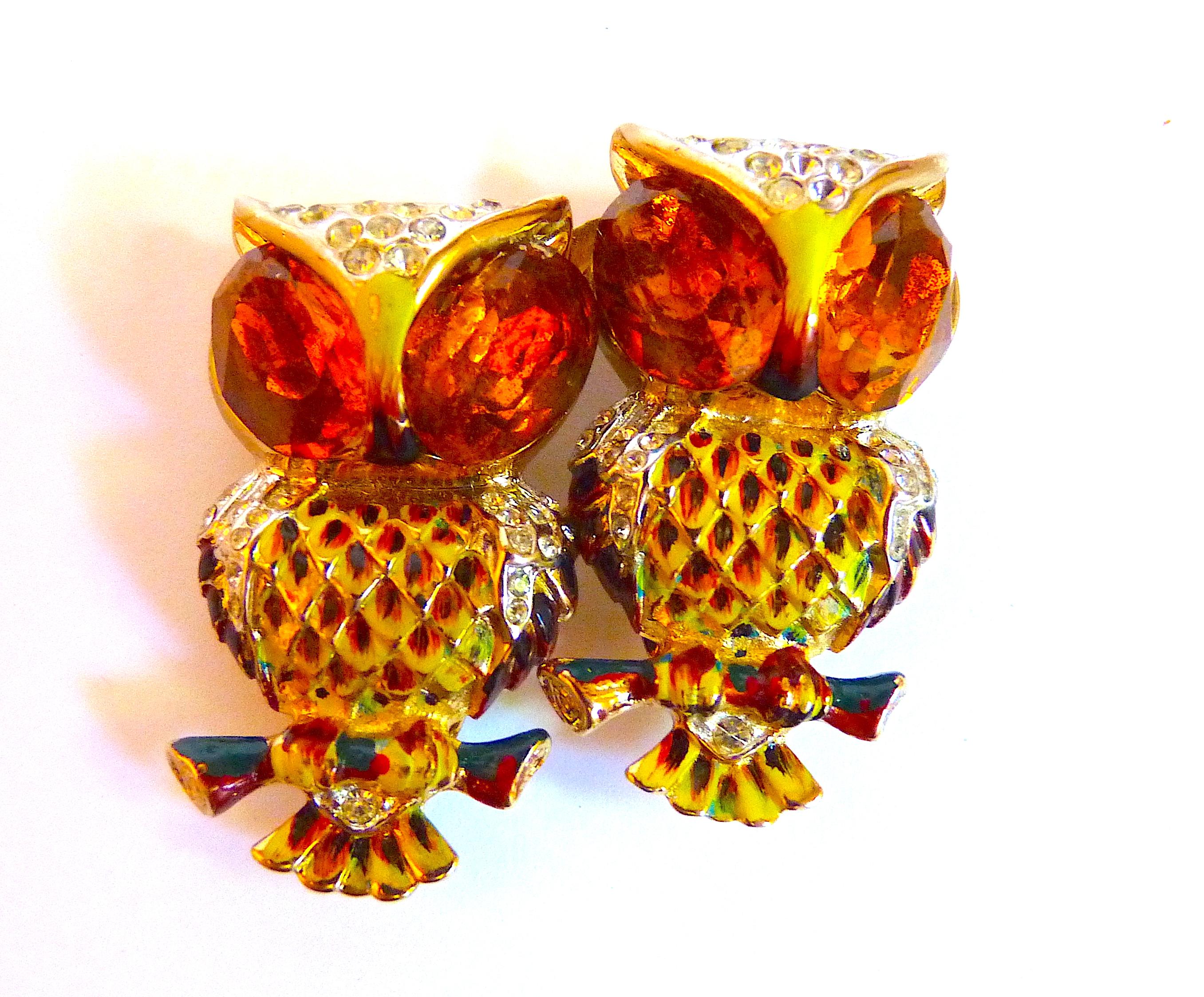 Broche chouette Coro Craft des années 1940, Vtg US Jewelry Pour femmes en vente