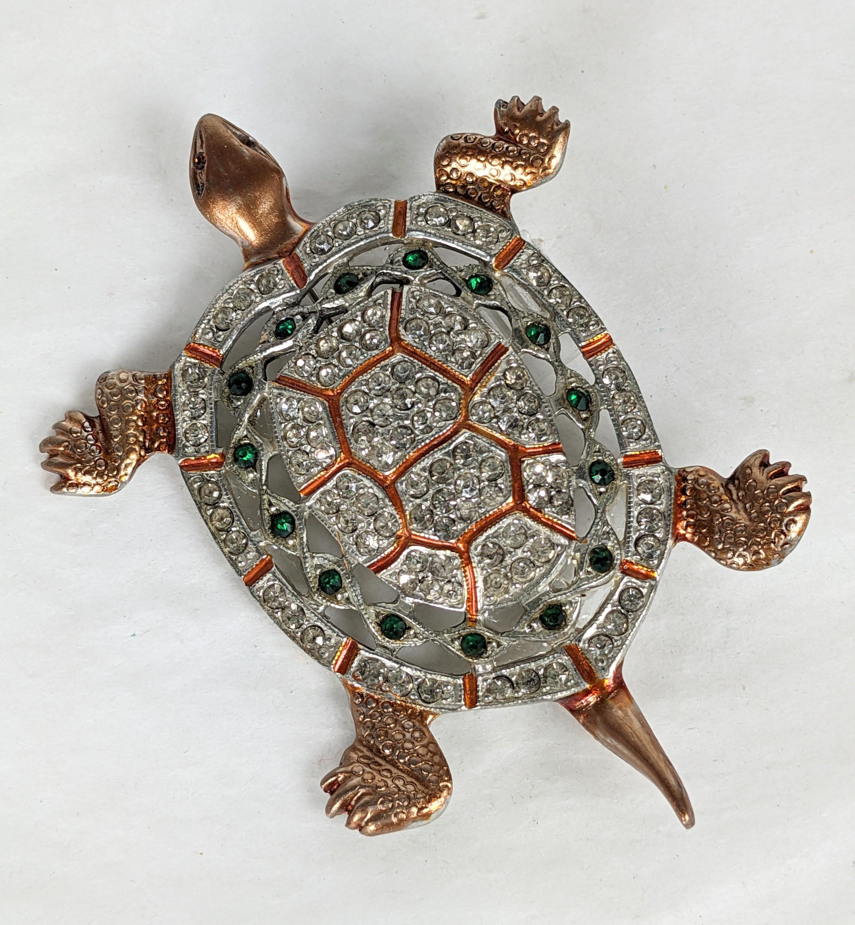 Art Deco Coro Enamel and Jeweled Turtle For Sale
