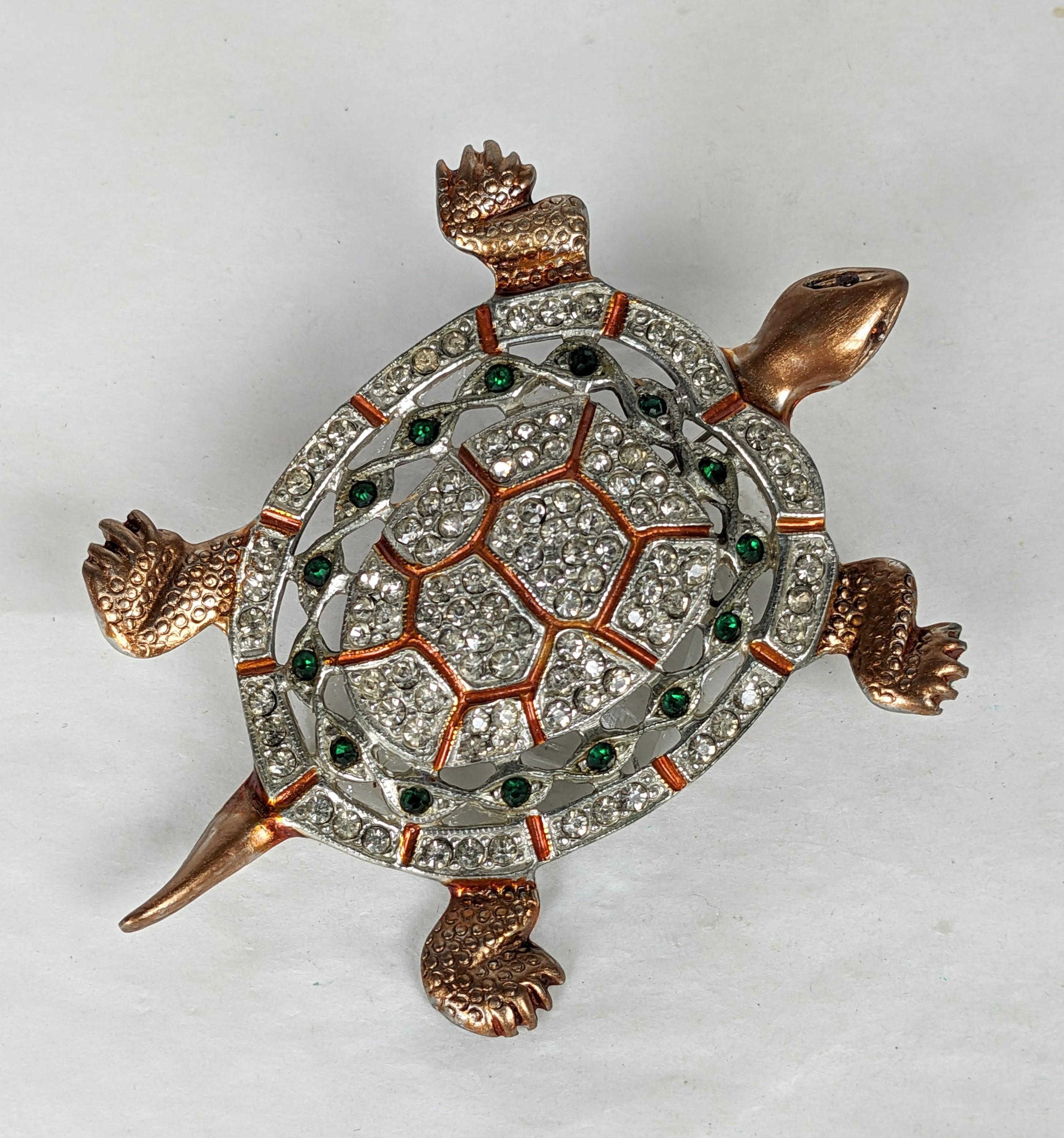 Women's Coro Enamel and Jeweled Turtle For Sale