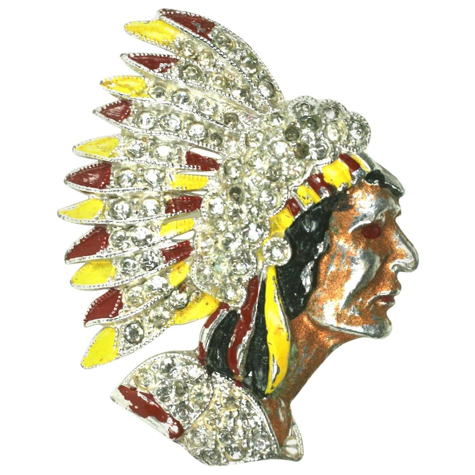 Coro Indian Chief Brooch For Sale