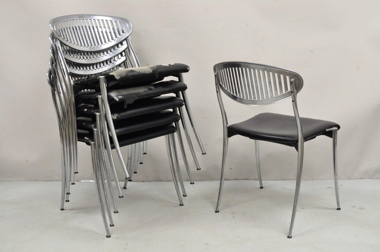 Chaises de salle à manger modernes italiennes Coro Luigi Origlia en aluminium sculpté - Lot de 6 en vente 6