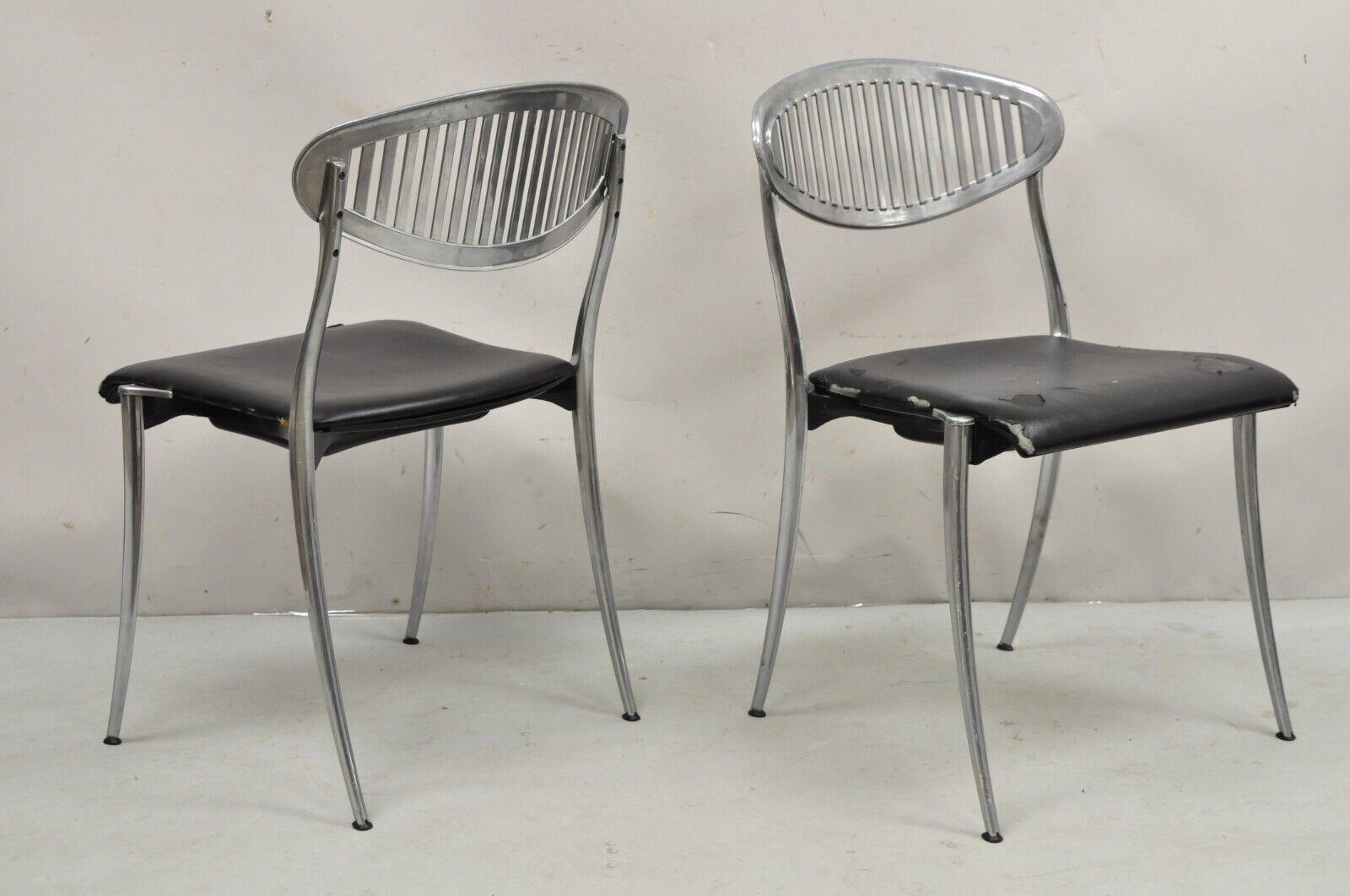 Mid-Century Modern Chaises de salle à manger modernes italiennes Coro Luigi Origlia en aluminium sculpté - Lot de 6 en vente