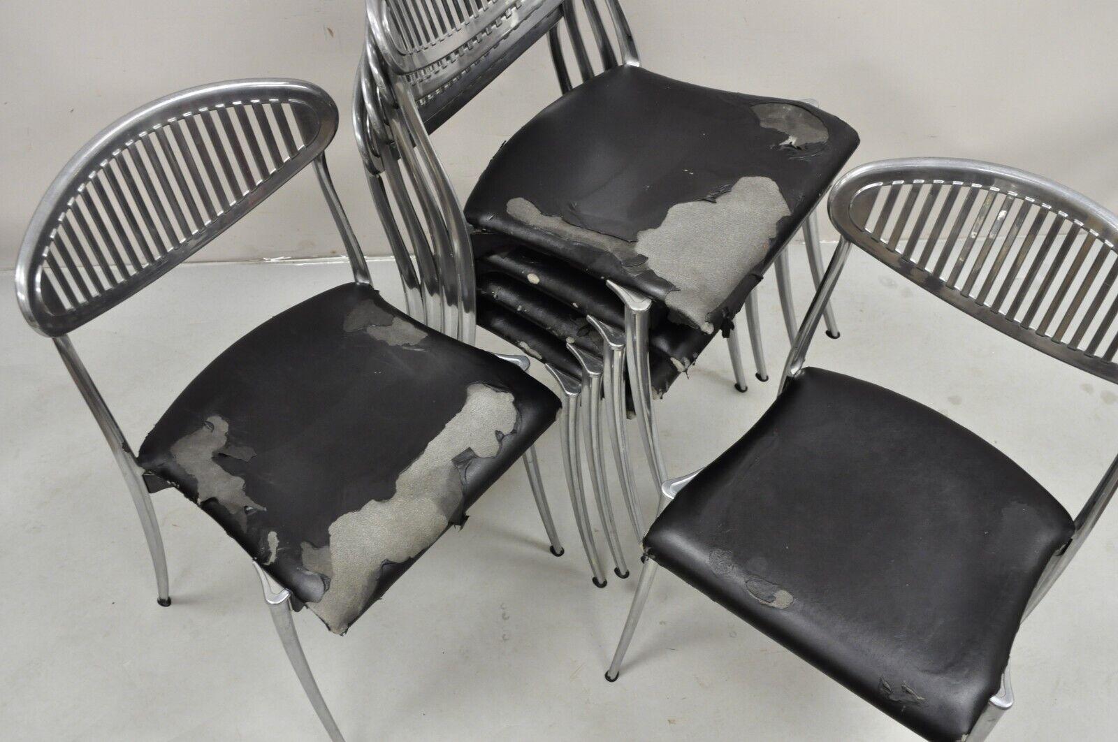 Coro Luigi Origlia Italian Modern Sculpted Aluminum Dining Chairs - Set of 6 In Good Condition For Sale In Philadelphia, PA